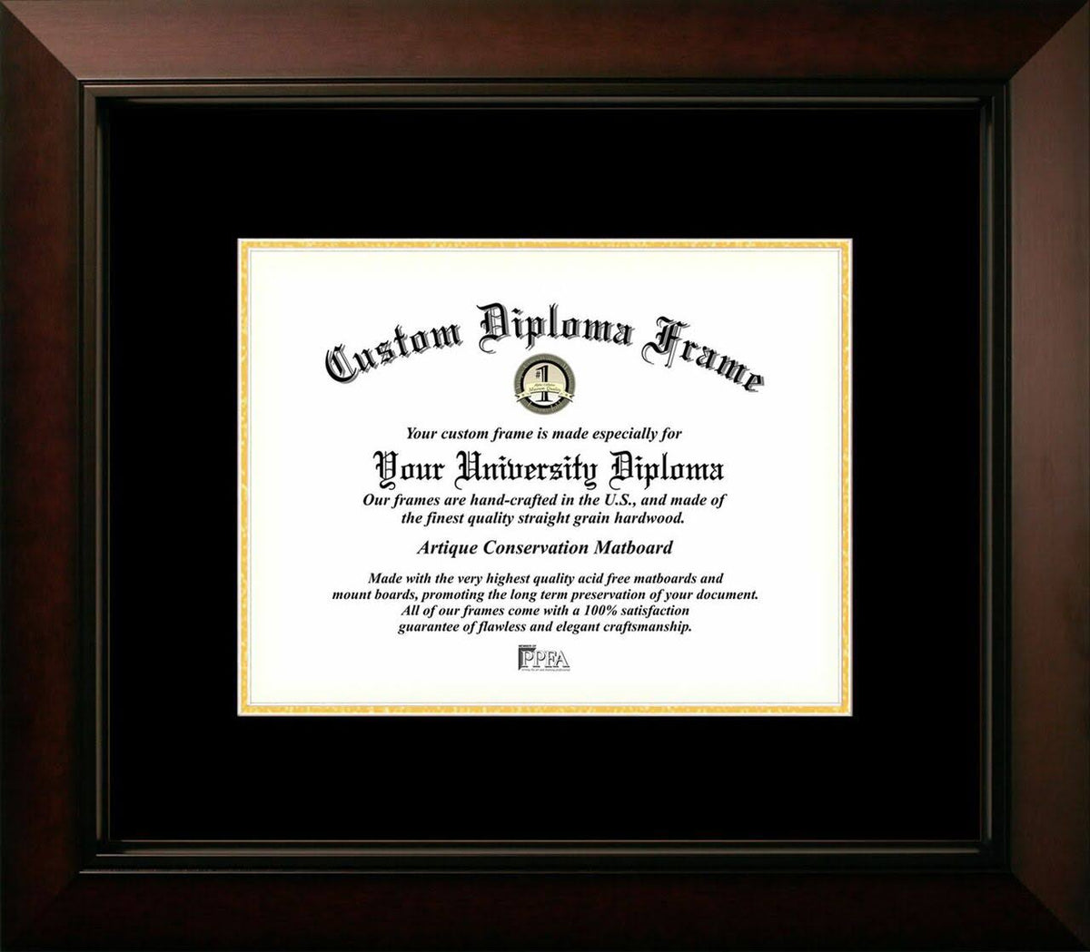 8.5x11 Black & Gold Certificate Frame D3461