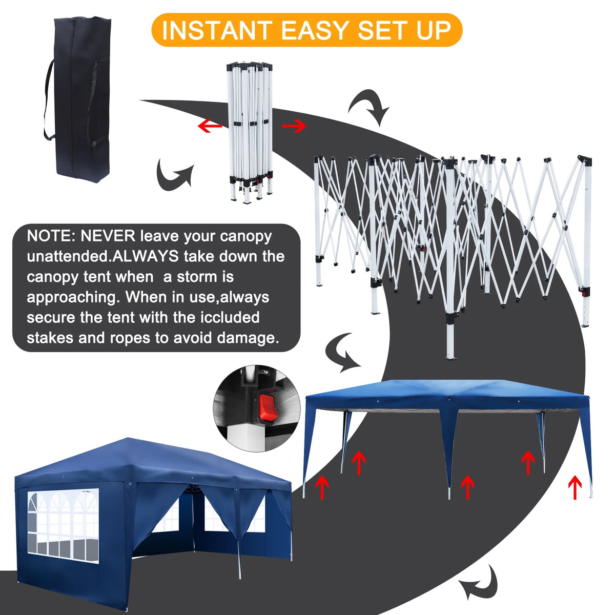 10'x20' Pop Up Canopy Tent with Carry Bag Z309245