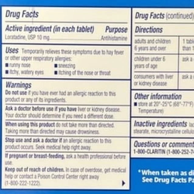 10mg Non Drowsy Loratadine 24 Hour Tablets 115 Count B6231