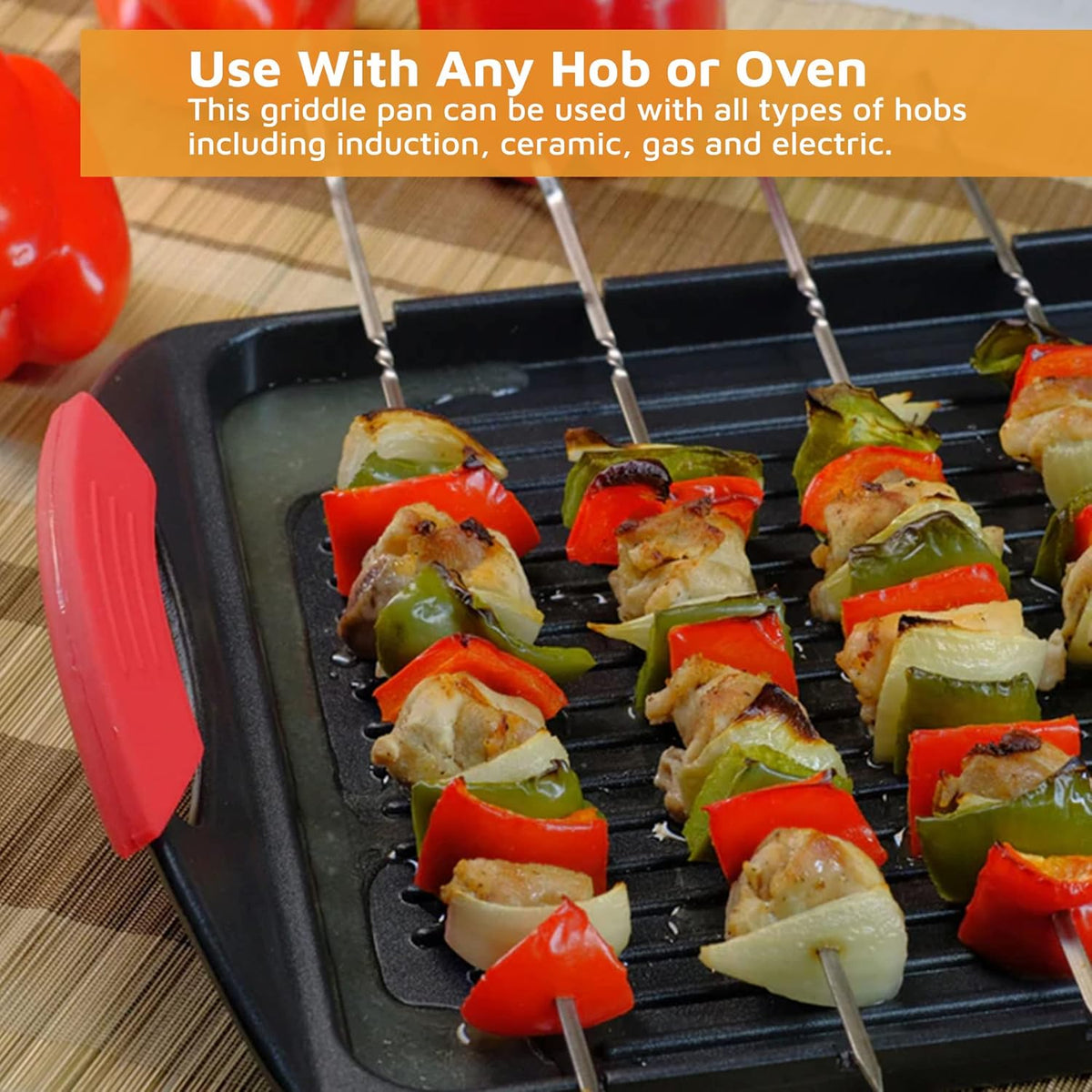 Cast Aluminium Griddle Plate with 6 Stainless Steel Skewers G47554