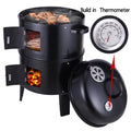 3-in-1 Steel Charcoal Smoker BBQ Grill with Thermometer C4541
