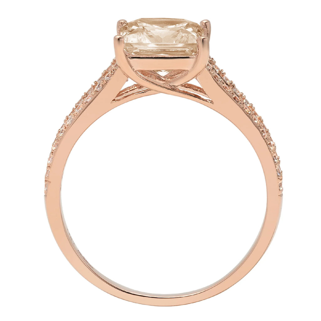 18k Pink Rose Gold Princess Cut Simulated Diamond Ring B941338