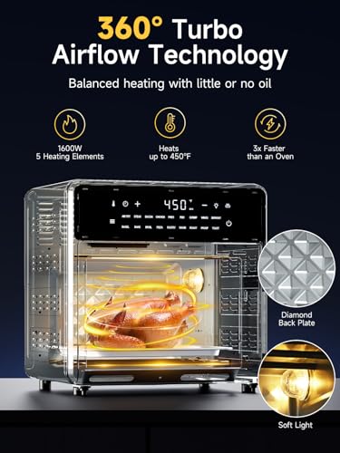 15.8 Qt Stainless Steel Air Fryer Toaster Oven with Basket, Rack, Baking Pan, Crumb Tray K47565