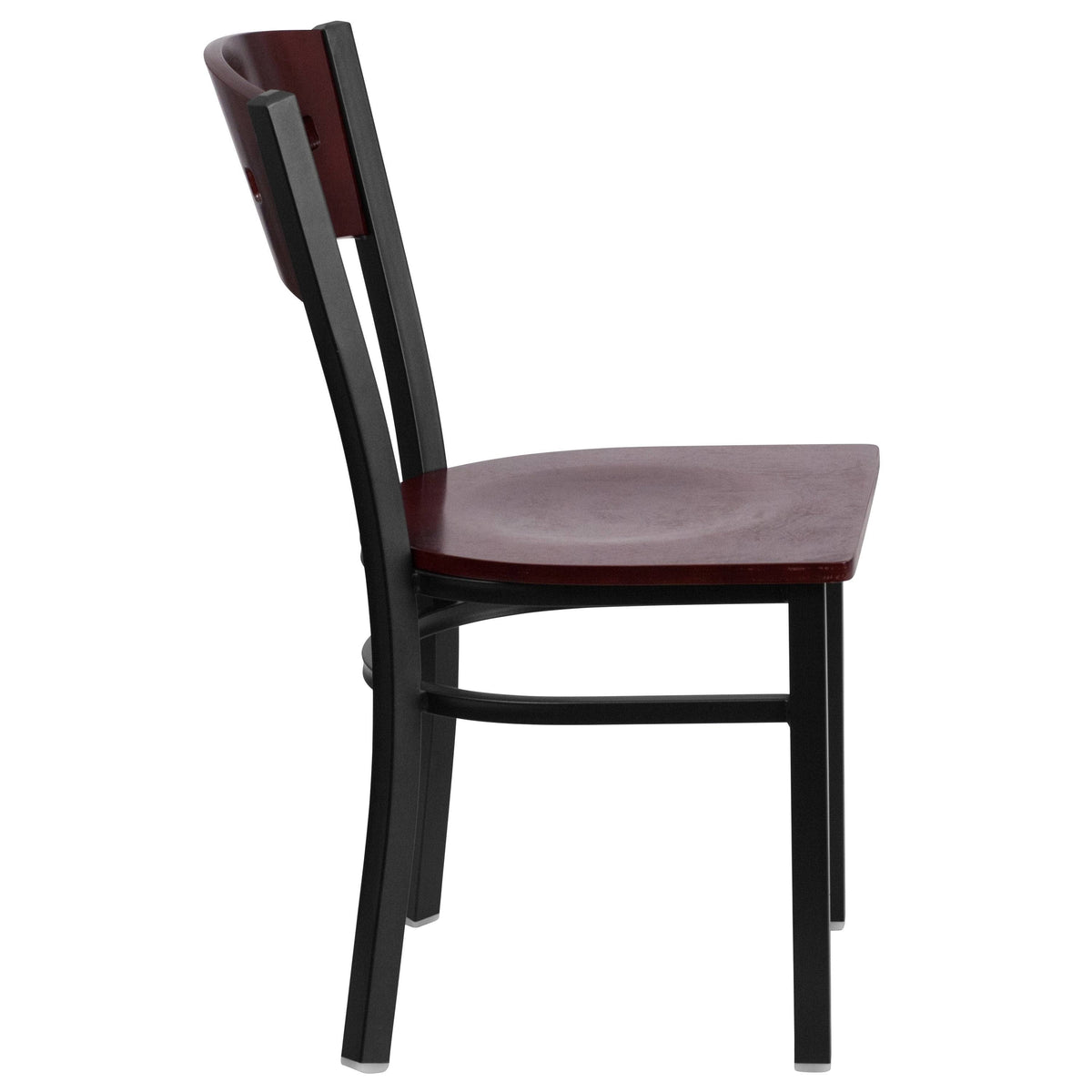 2 Pk Decorative Metal Restaurant Chair Mahogany Wood Back Black S3488