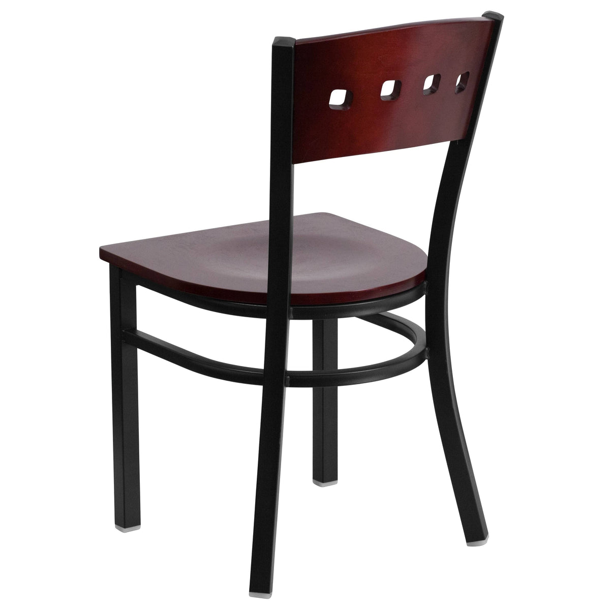 2 Pk Decorative Metal Restaurant Chair Mahogany Wood Back Black S3488