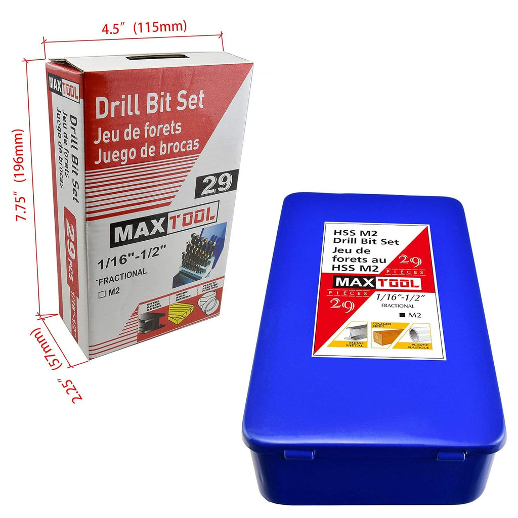 29 Pieces High Speed Steel M2 Twist Drill Bit Set M912