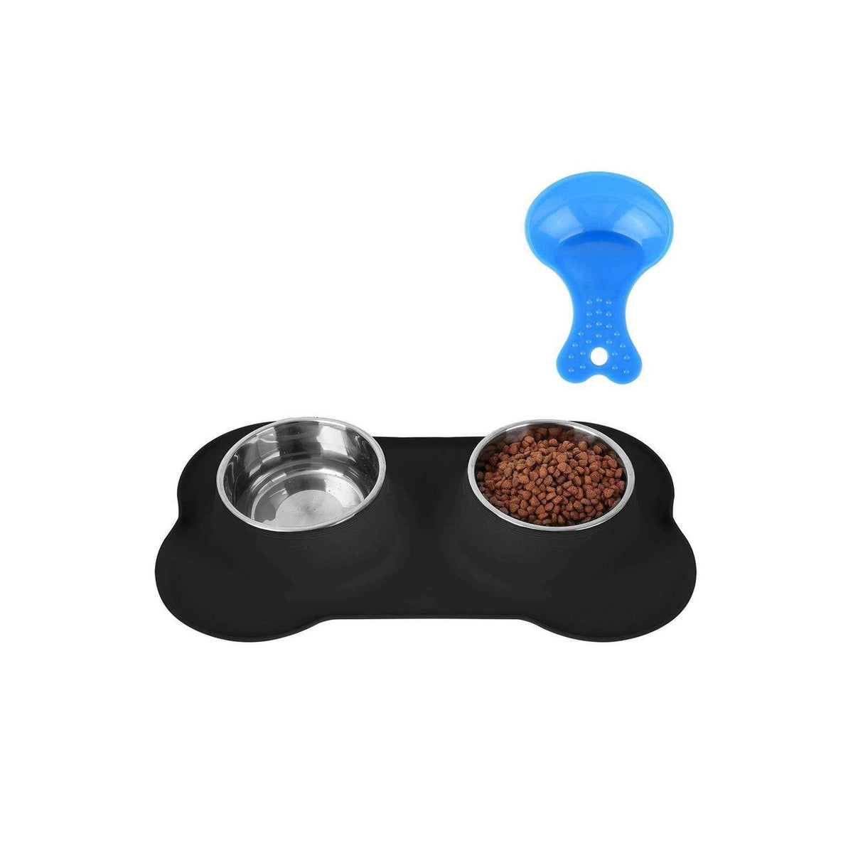 2 Stainless Steel Dog Bowl with Non-Skid Silicone Mat and Food Scoop P14246