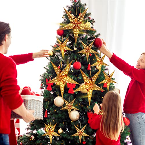 20 Set Christmas Paper Star Shape Lantern 2 Size 17.7 11.8 Hanging Ornaments with 20 LED Light White P449169