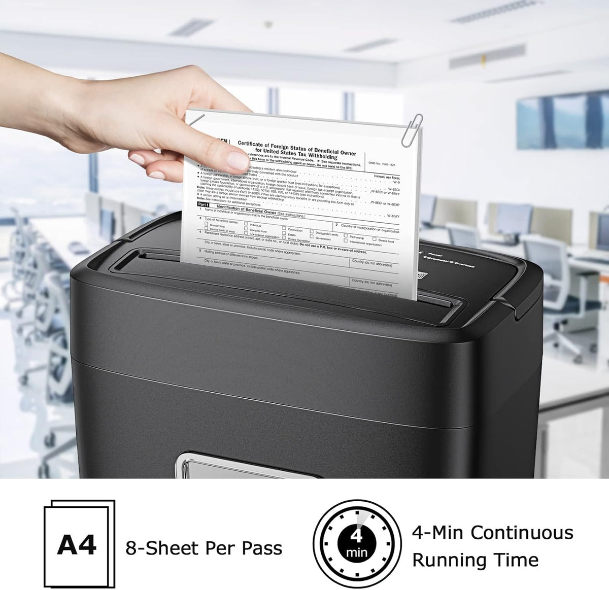 8-Sheet Crosscut Paper Shredder with 4.2 Gallon Wastebasket V963171