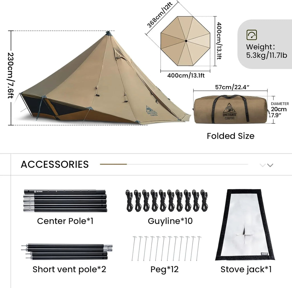 Hot Tent with Stove Jack, 3000mm Waterproof Rating, Includes Tent Poles K672178