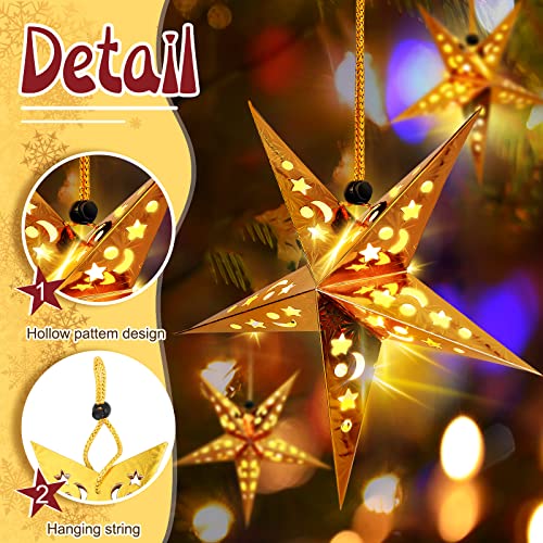 20 Set Christmas Paper Star Shape Lantern 2 Size 17.7 11.8 Hanging Ornaments with 20 LED Light White P449169