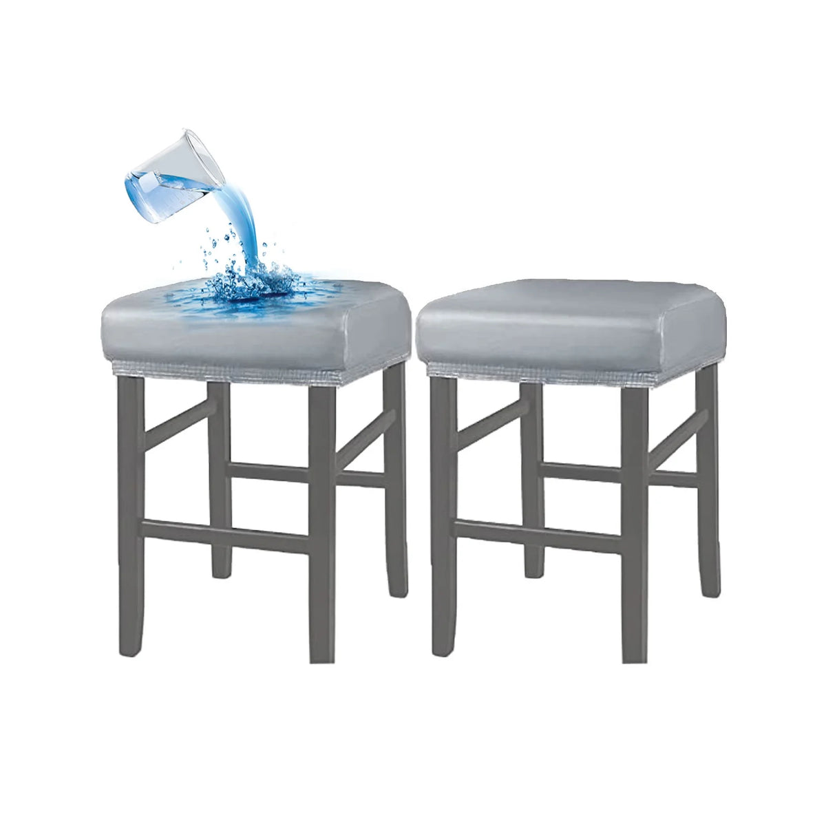 Rectangle Stretch Washable Bar Stool Covers, Light Grey, S 2pcs Q72305