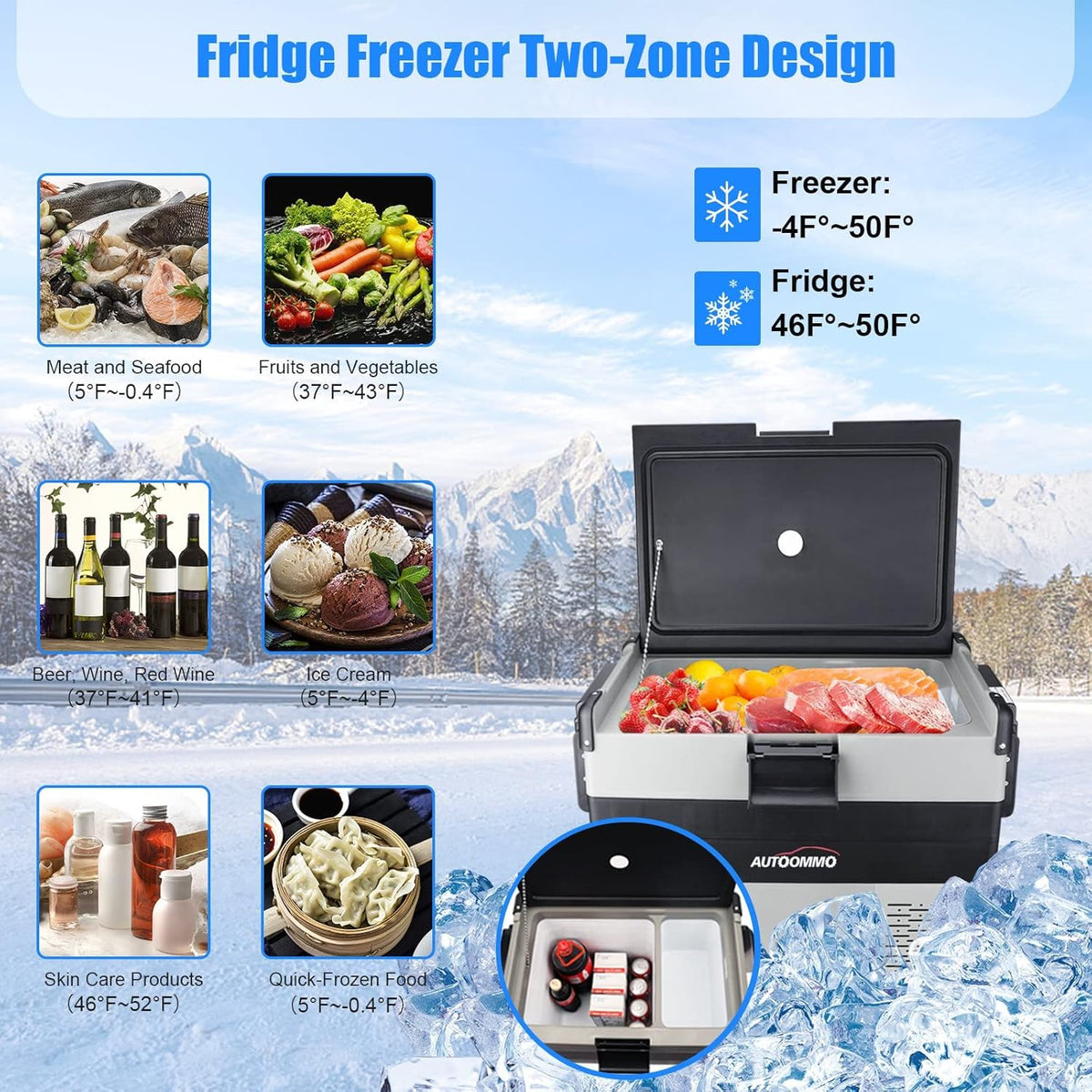 12 Volt 44 Quart Portable Car Refrigerator Freezer Fridge V78420