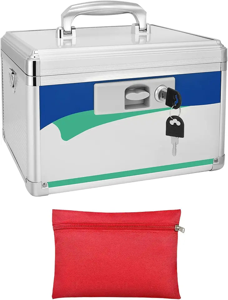 14-Inch Blue Lockable Medicine Storage Box Y3288