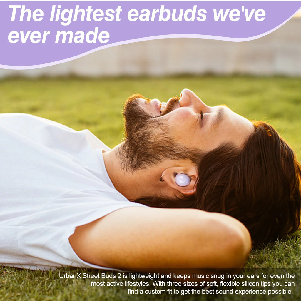 Truly Wireless Bluetooth Headphones with Noise Isolation, Amplified Bass and Dual Dynamic Microphone - Purple B16680