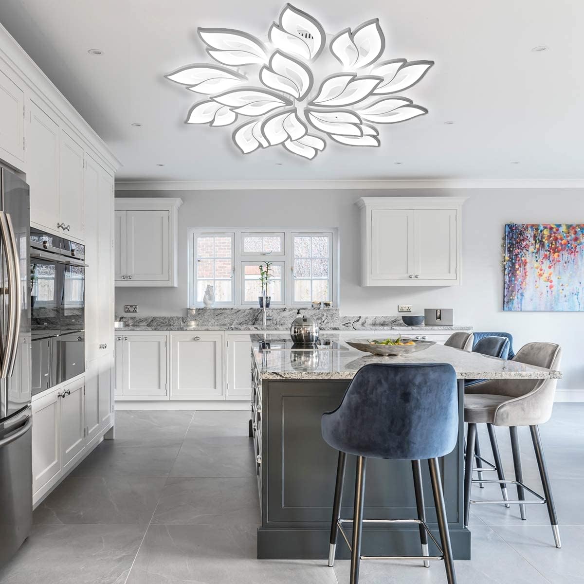 White 15-Leaves LED Ceiling Light Z742