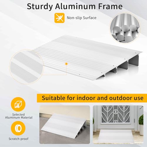 3" Rise Aluminum Door Threshold Ramp with Non-slip Surface F20428
