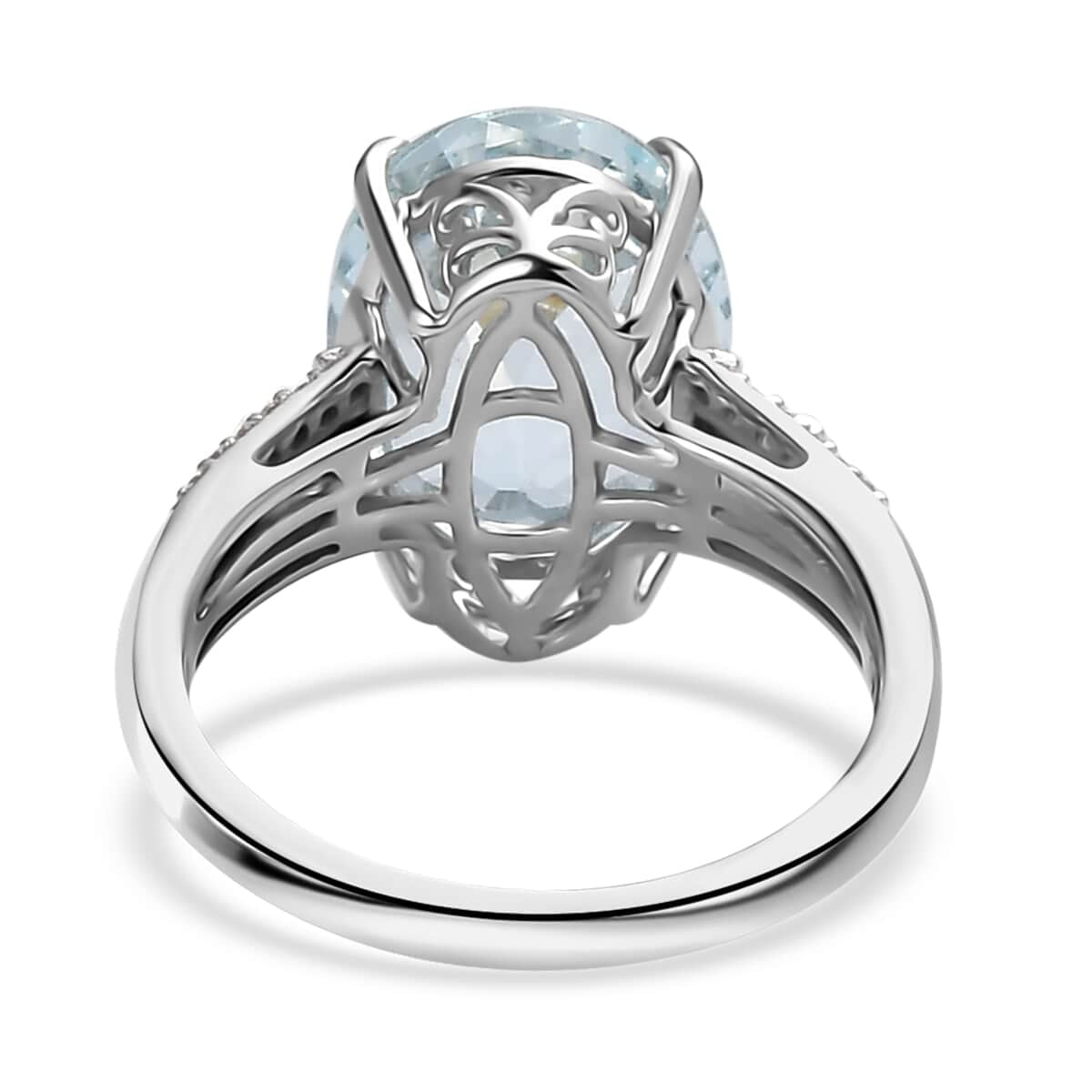 10K White Gold Oval Blue Aquamarine White Diamond Ring Size 9 Ct 4.25 G-H Color I3 Clarity D93541
