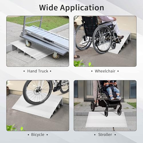 3" Rise Aluminum Door Threshold Ramp with Non-slip Surface F20428