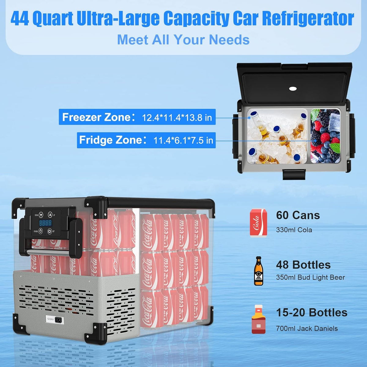 12 Volt 44 Quart Portable Car Refrigerator Freezer Fridge V78420