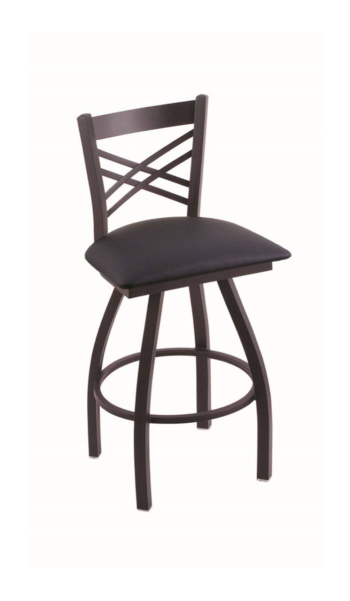 Black Wrinkle Swivel Stool with Allante Dark Blue Seat C70062