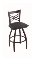 Black Wrinkle Swivel Stool with Allante Dark Blue Seat C70062