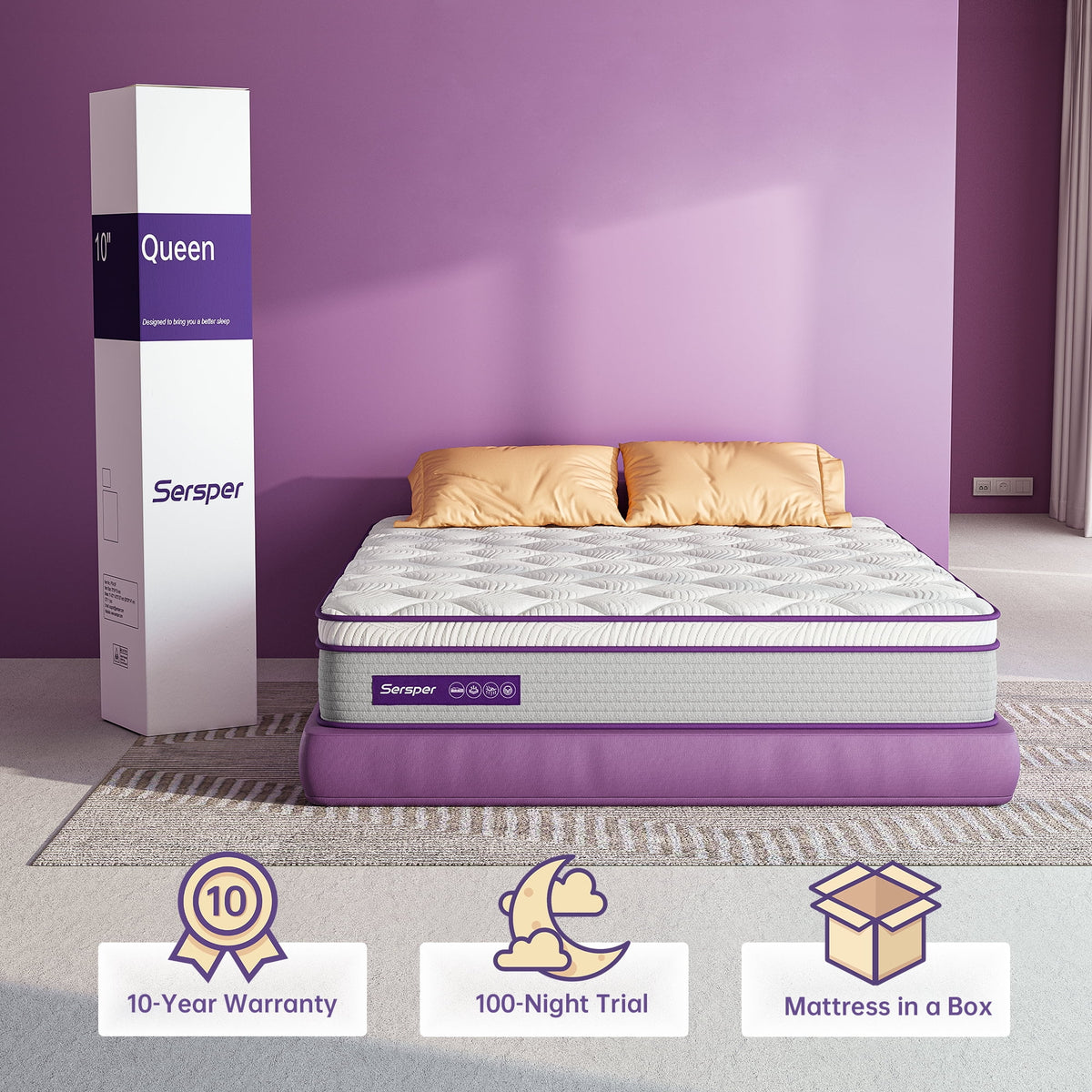 Queen Size 10 inch Memory Foam Hybrid Mattress W2020