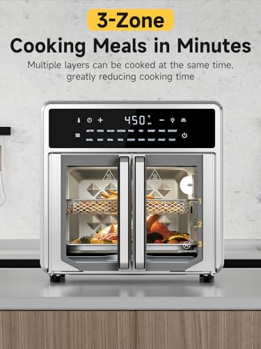 15.8 Qt Stainless Steel Air Fryer Toaster Oven with Basket, Rack, Baking Pan, Crumb Tray K47565