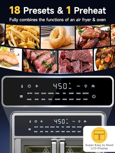 15.8 Qt Stainless Steel Air Fryer Toaster Oven with Basket, Rack, Baking Pan, Crumb Tray K47565