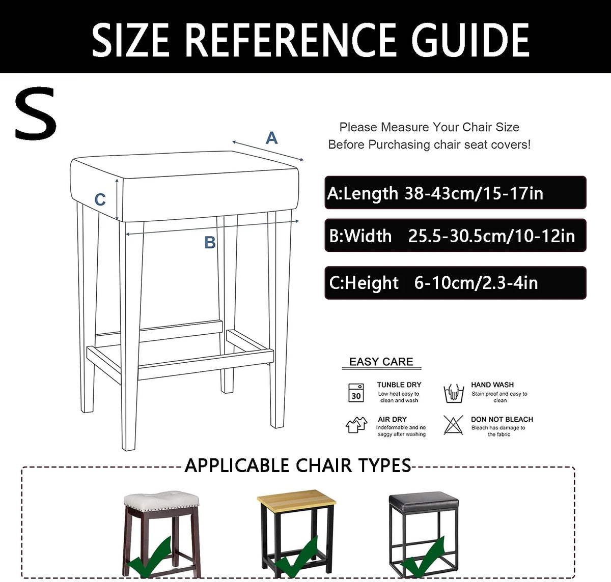 Rectangle Stretch Washable Bar Stool Covers, Light Grey, S 2pcs Q72305