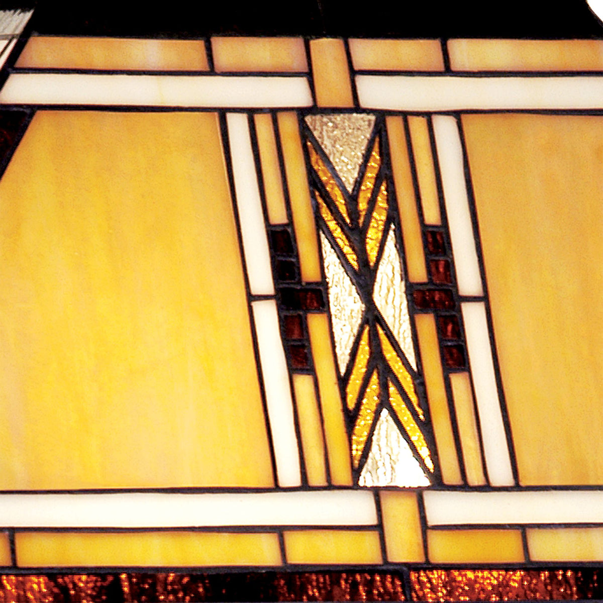 Walnut Mission Table Lamp 27" Tall Wood with Stained Art Glass Shade V954930