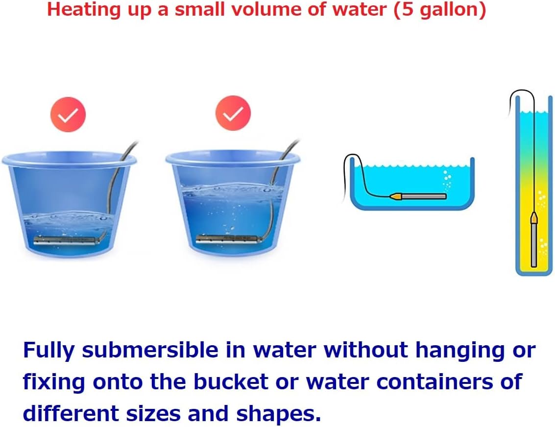 1000W Stainless Steel Submersible Bucket Water Heater U631
