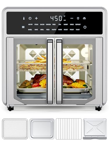 15.8 Qt Stainless Steel Air Fryer Toaster Oven with Basket, Rack, Baking Pan, Crumb Tray K47565