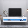 White Wall Mounted Floating TV Stand with 20 Color LEDs K985476