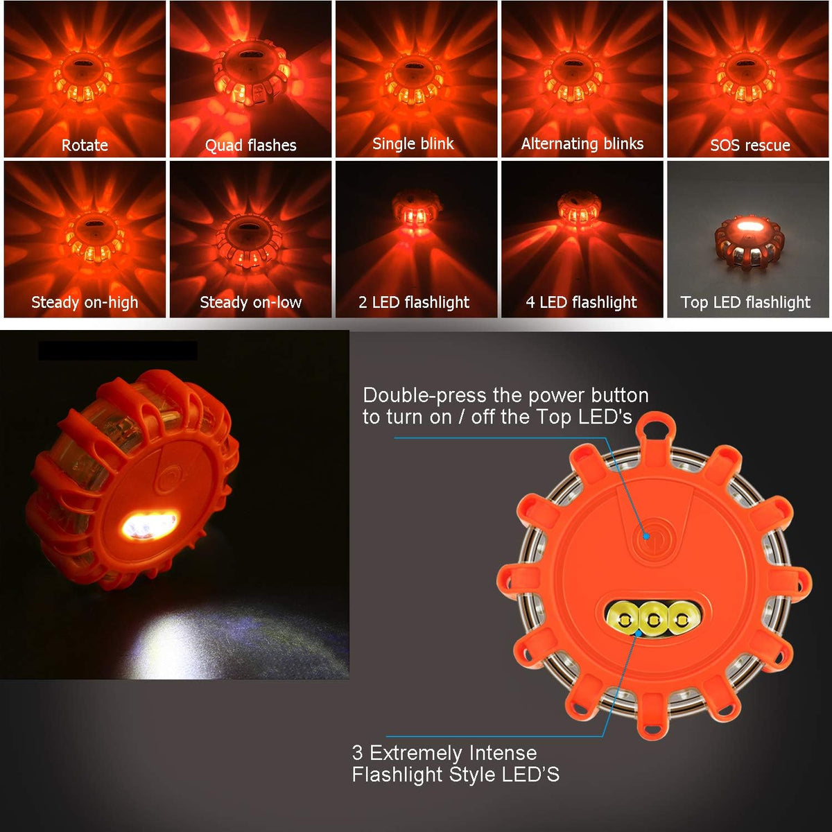 12 Pack LED Road Flares Emergency Warning Flare Kit with Magnetic Base & Hook N88535