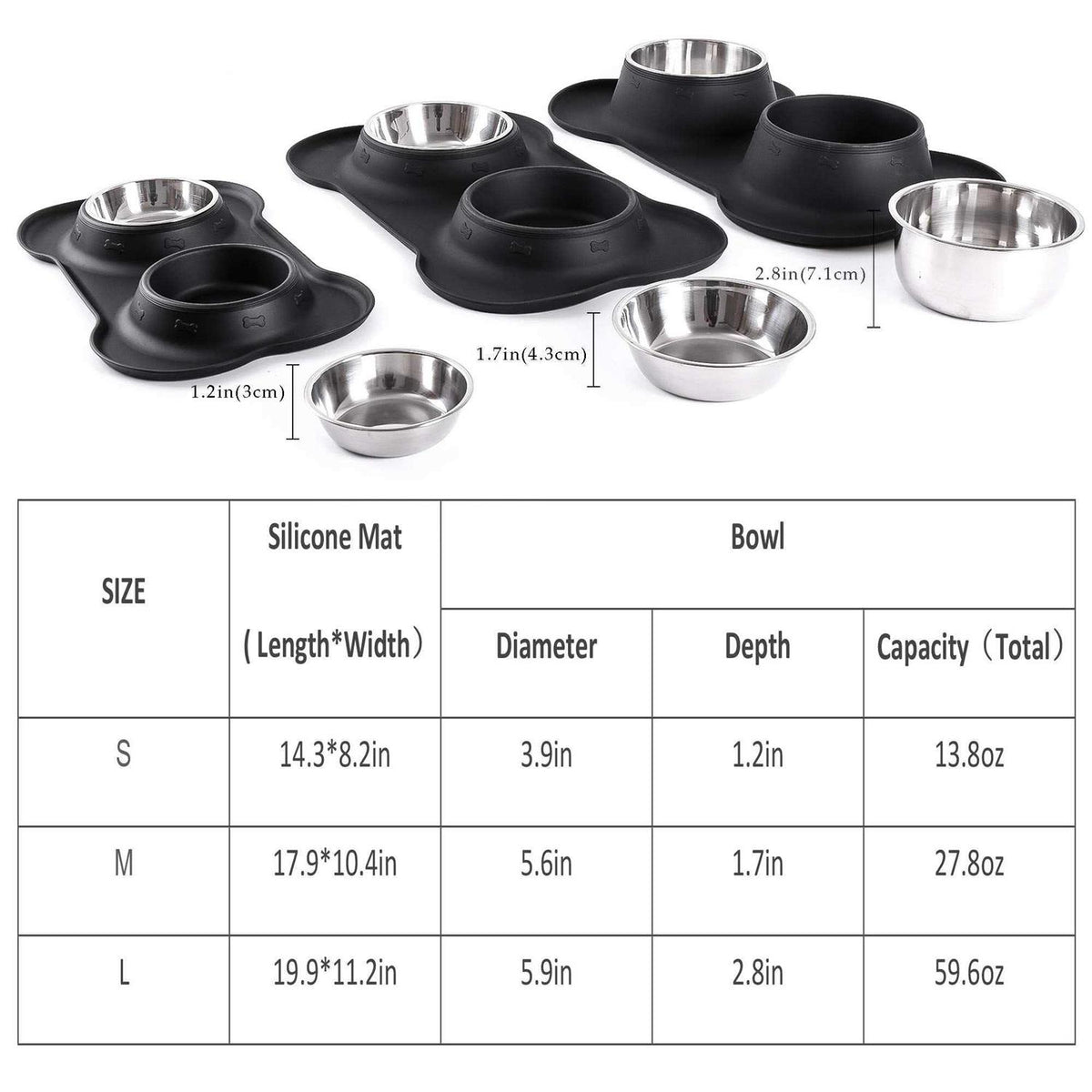 2 Stainless Steel Dog Bowl with Non-Skid Silicone Mat and Food Scoop P14246