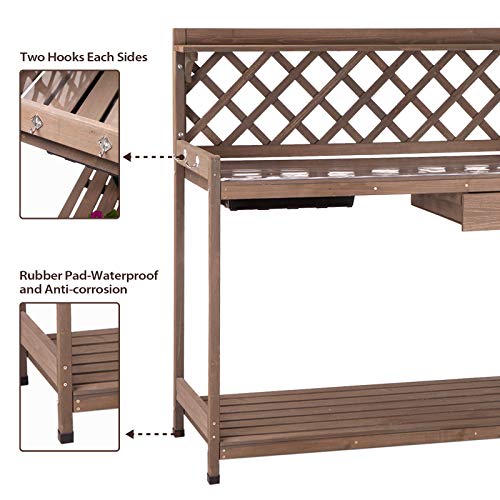 Wooden Potting Bench with Sink Storage G99403