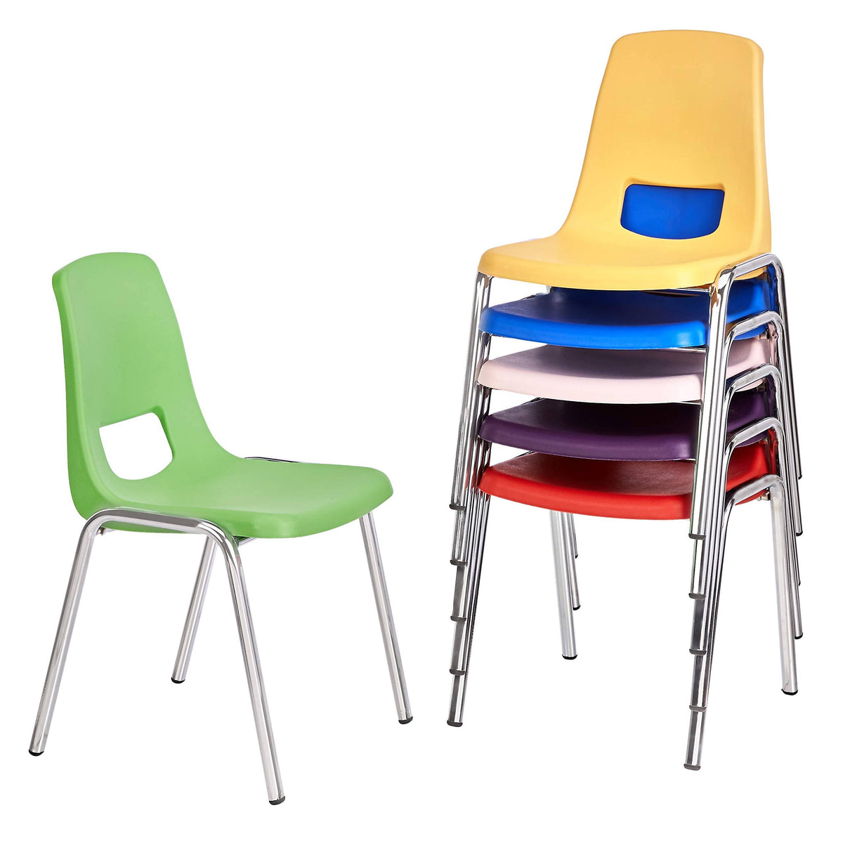 14-inch Seat Height 6-Pack Chrome Legs Stack Chair E6107
