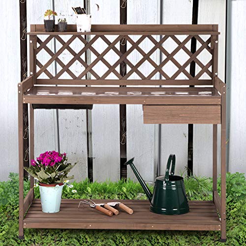 Wooden Potting Bench with Sink Storage G99403