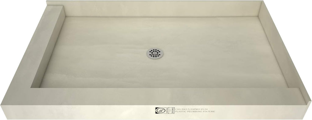 48" D x 72" W Shower Pan with Left Trench & Right Dual Curb D589471