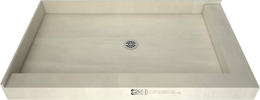 48" D x 72" W Shower Pan with Left Trench & Right Dual Curb D589471