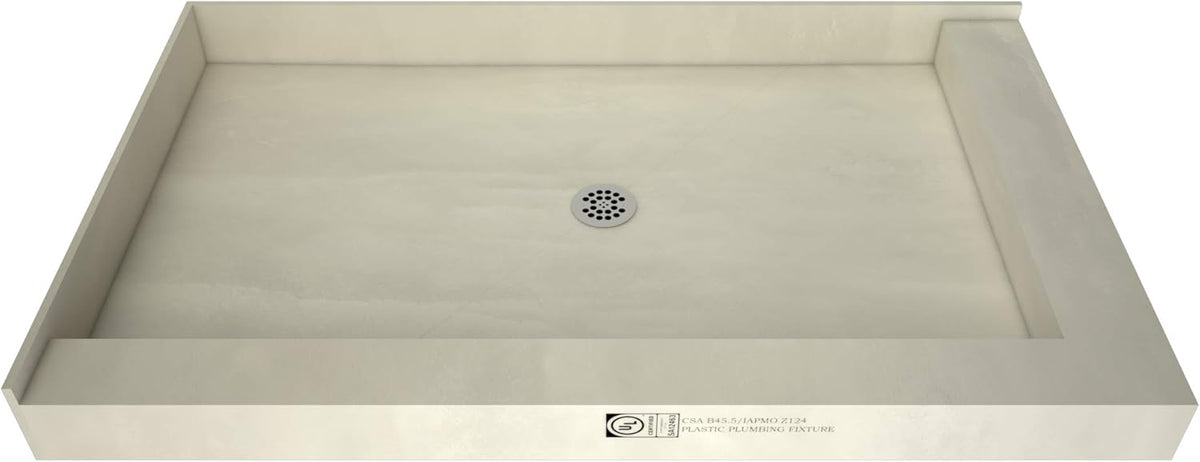 48" D x 72" W Shower Pan with Left Trench & Right Dual Curb D589471