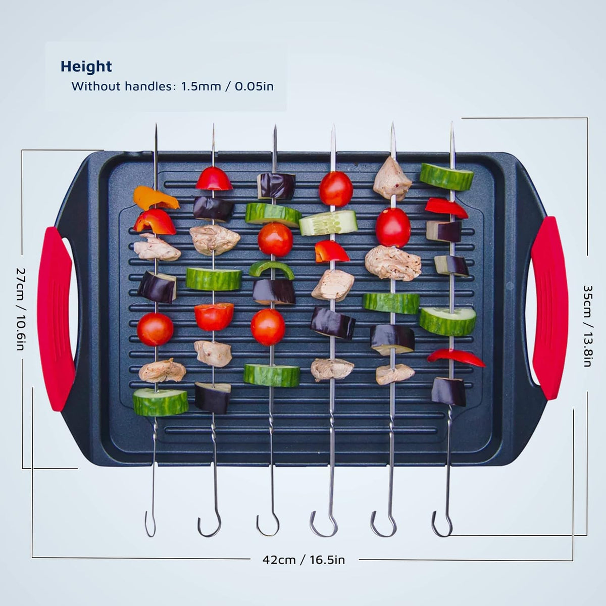 Cast Aluminium Griddle Plate with 6 Stainless Steel Skewers G47554