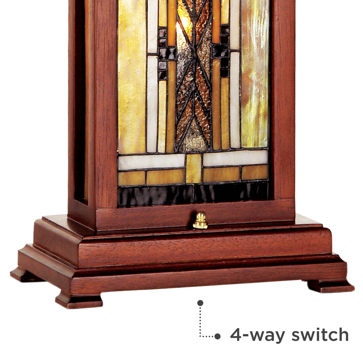 Walnut Mission Table Lamp 27" Tall Wood with Stained Art Glass Shade V954930