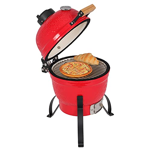 13" Round Ceramic Charcoal Grill with Thermometer U67034