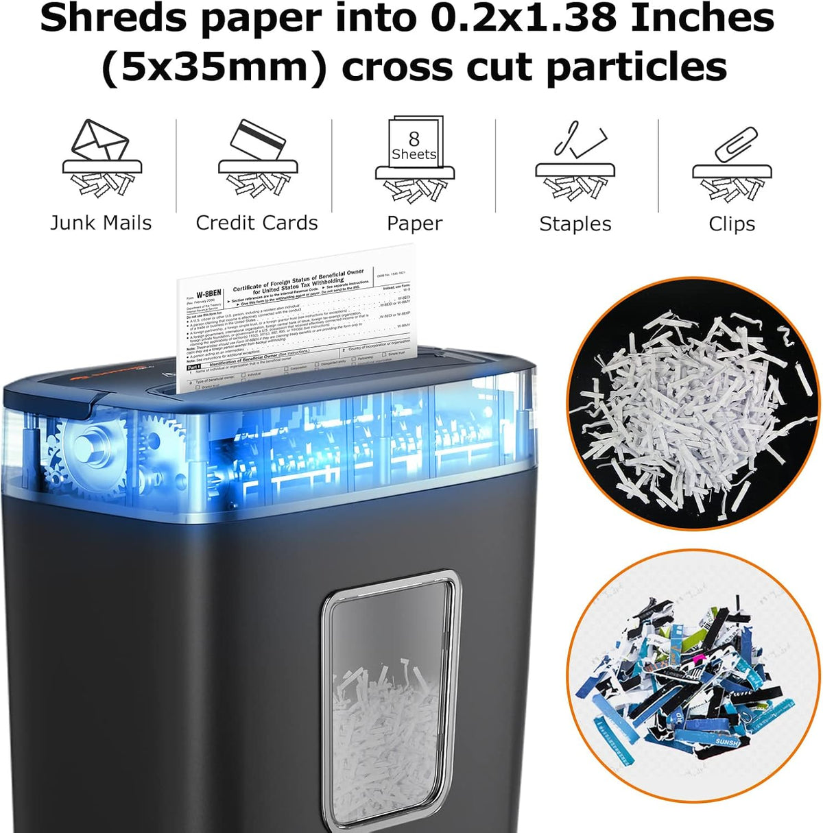 8-Sheet Crosscut Paper Shredder with 4.2 Gallon Wastebasket V963171