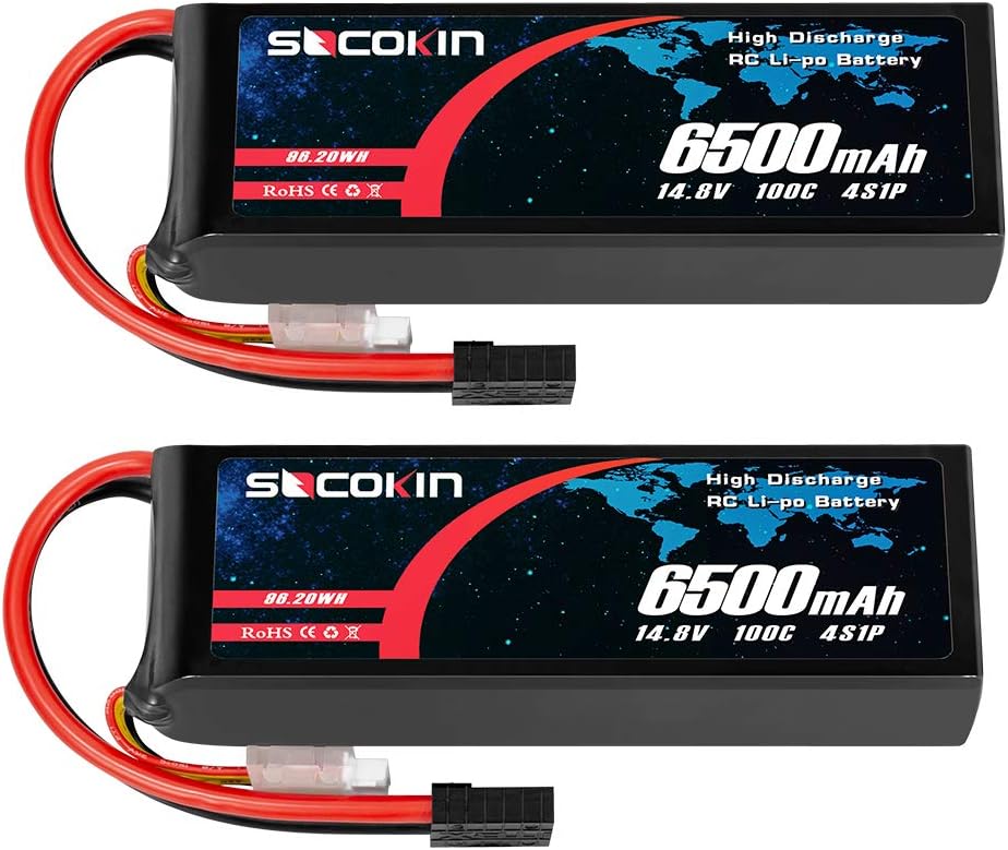 4S Lipo Battery 14.8V 6500mAh 100C Soft Case 2 Pack R62758