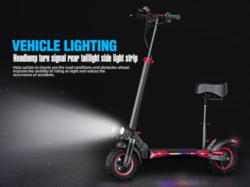 1200W Motor Electric Scooter with Seat, 11" Off-Road, 34MPH Speed, 48v 18ah, 31Miles Range, Dual Brake, Foldable E39260