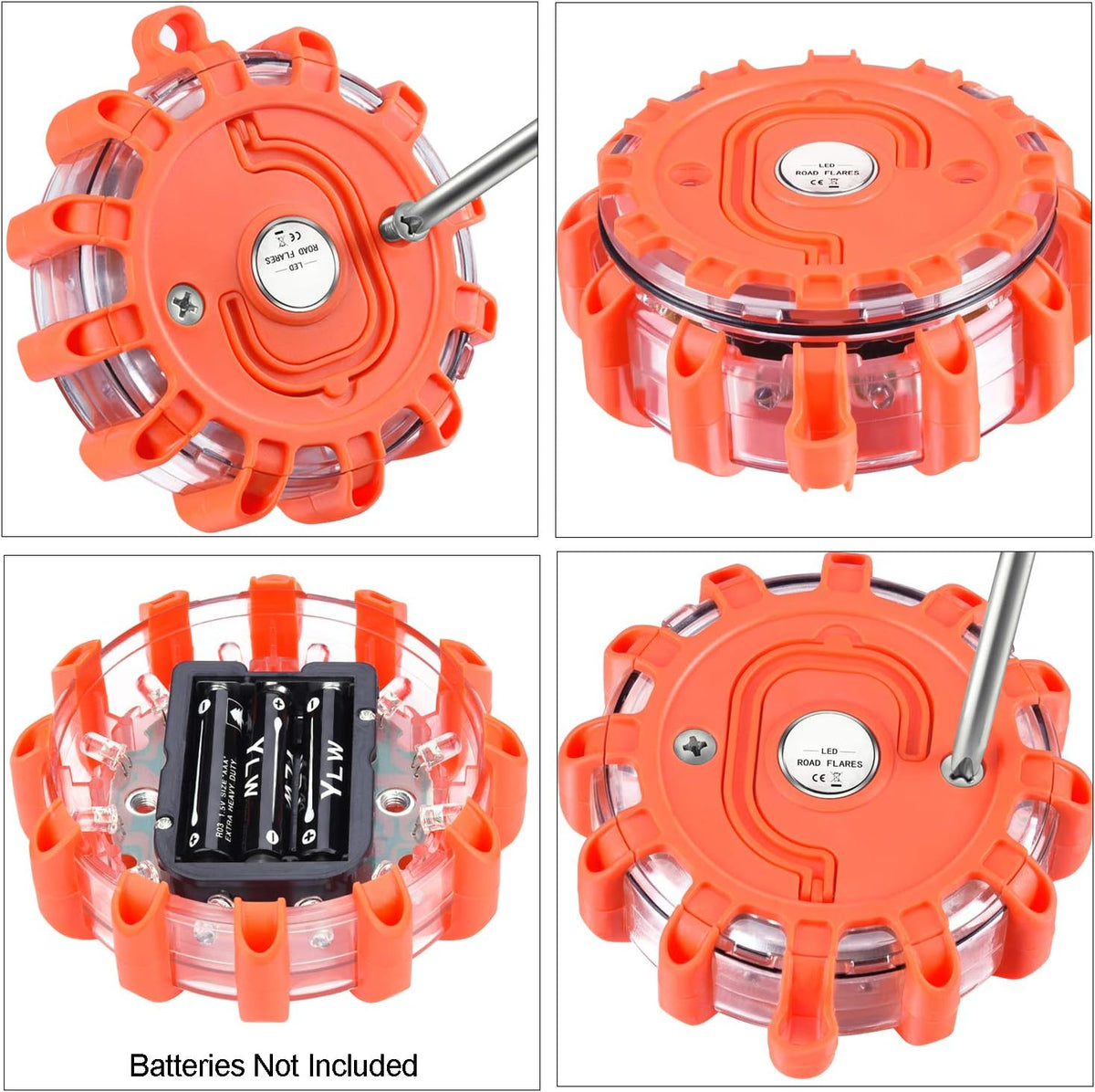 12 Pack LED Road Flares Emergency Warning Flare Kit with Magnetic Base & Hook N88535