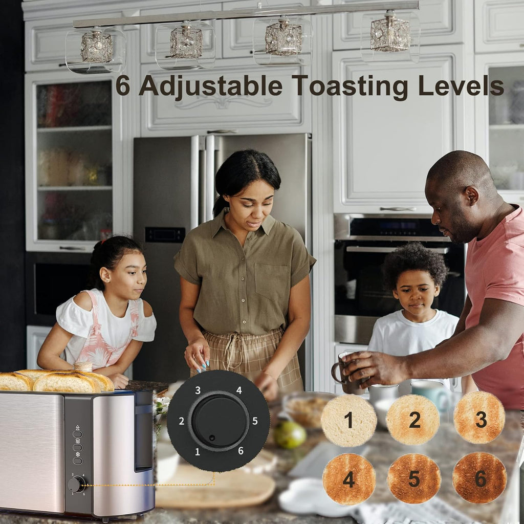 2 Slices Long Slot Stainless Steel Toaster with Warming Rack R201752